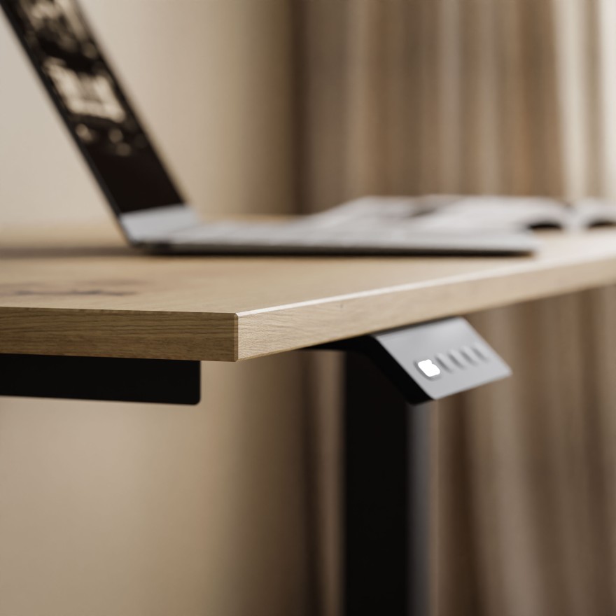 Verstellbarer Schreibtisch SPACE auf Metallbeinen