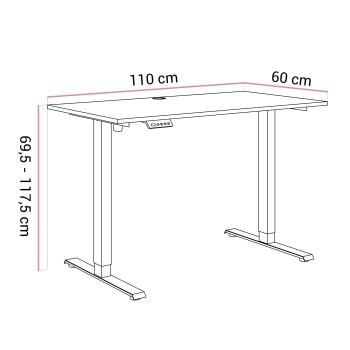 Verstellbarer Schreibtisch SPACE auf Metallbeinen