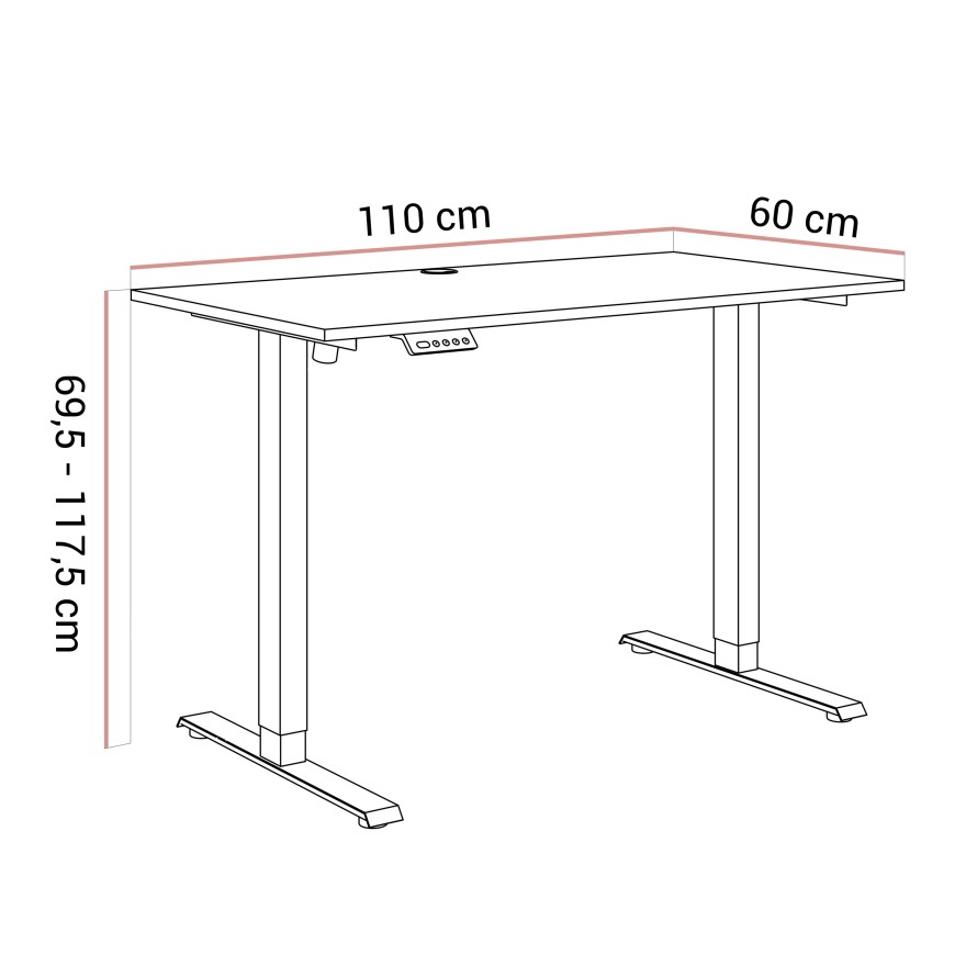 Verstellbarer Schreibtisch SPACE auf Metallbeinen
