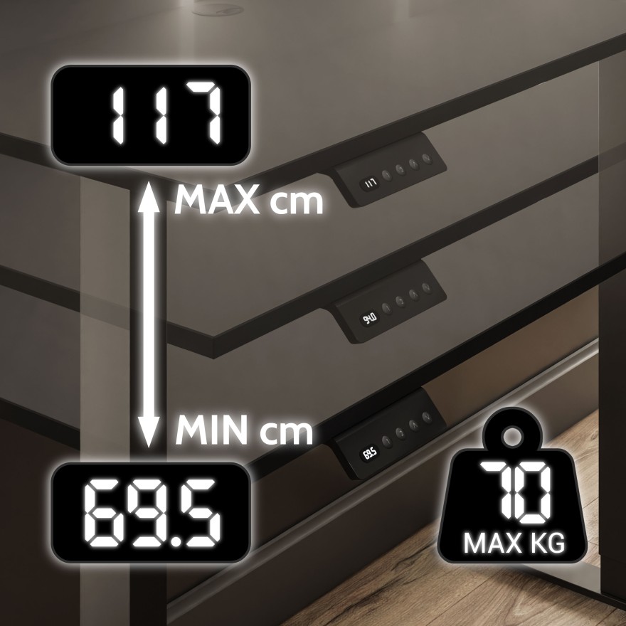 Verstellbarer Schreibtisch SPACE GAMING auf Metallbeinen