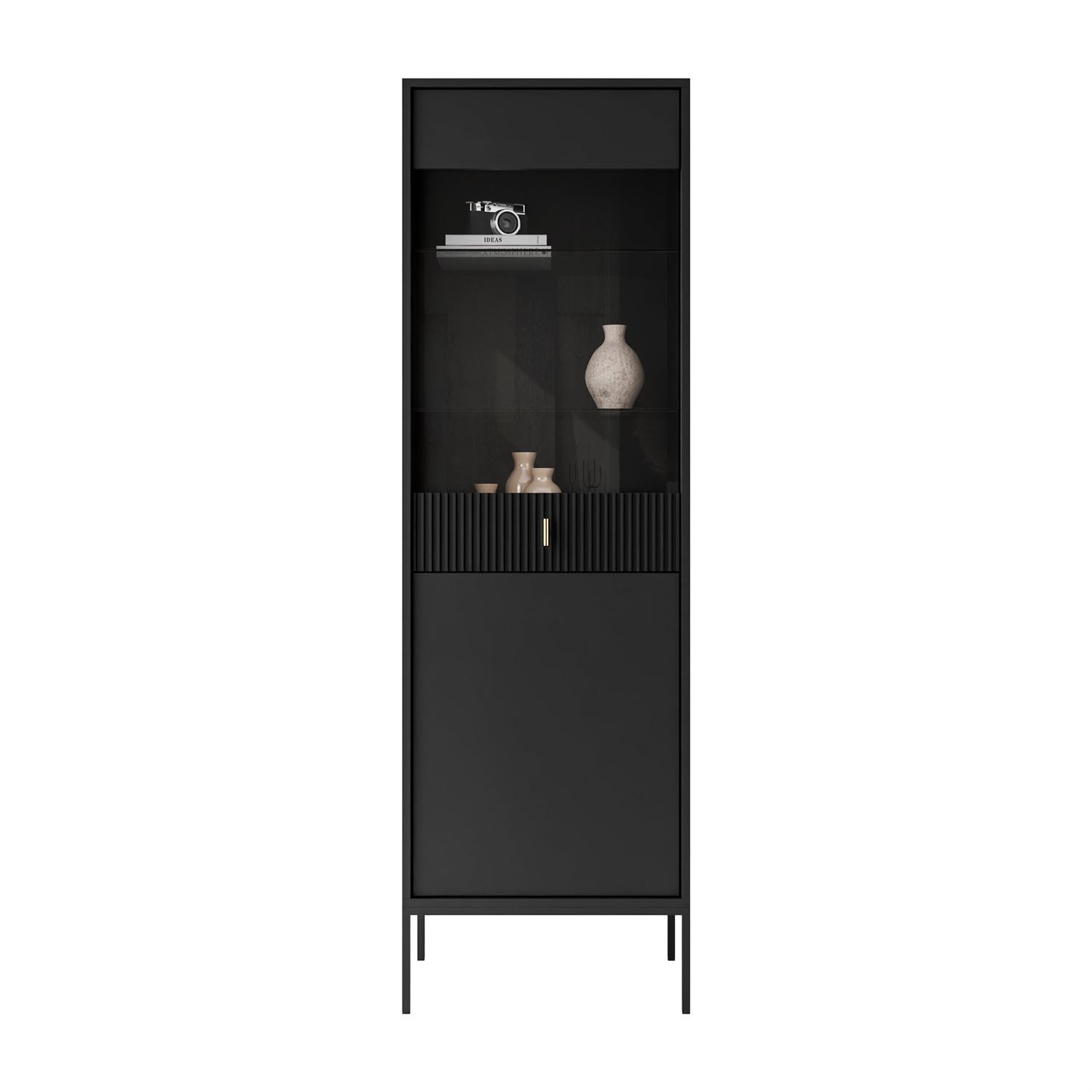 Vitrine MIDNIGHT mit Glasfront auf Gestell