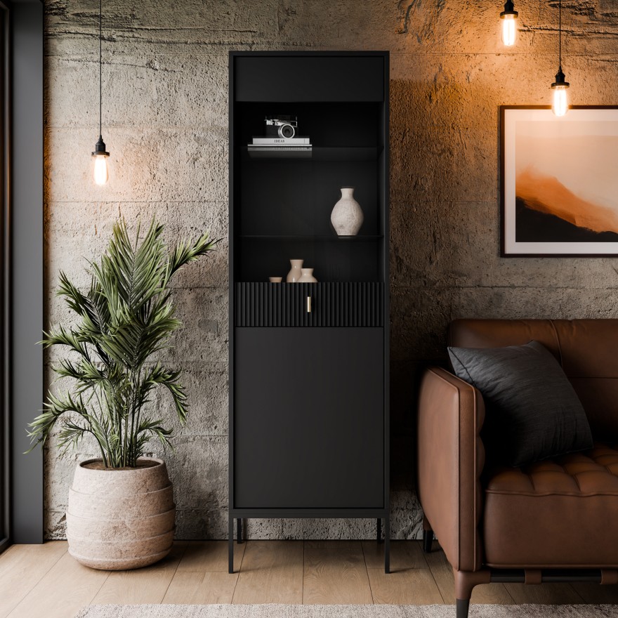 Vitrine MIDNIGHT mit Glasfront auf Gestell