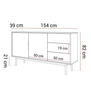 Zweitürige Kommode MIRACLE 2D3S mit Schubladen