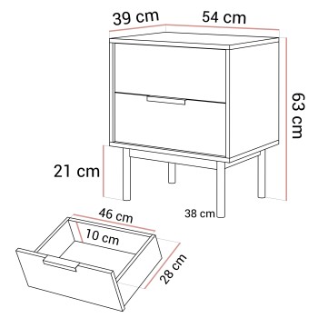 Nachttisch MIRACLE mit Schubladen