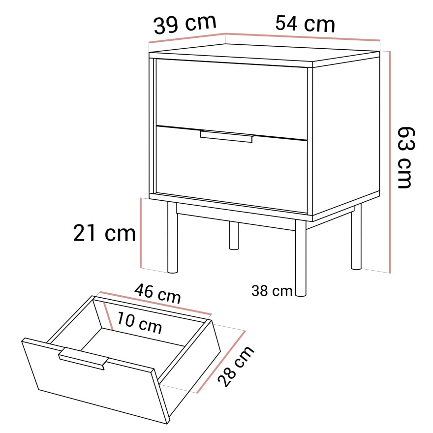 Nachttisch MIRACLE mit Schubladen