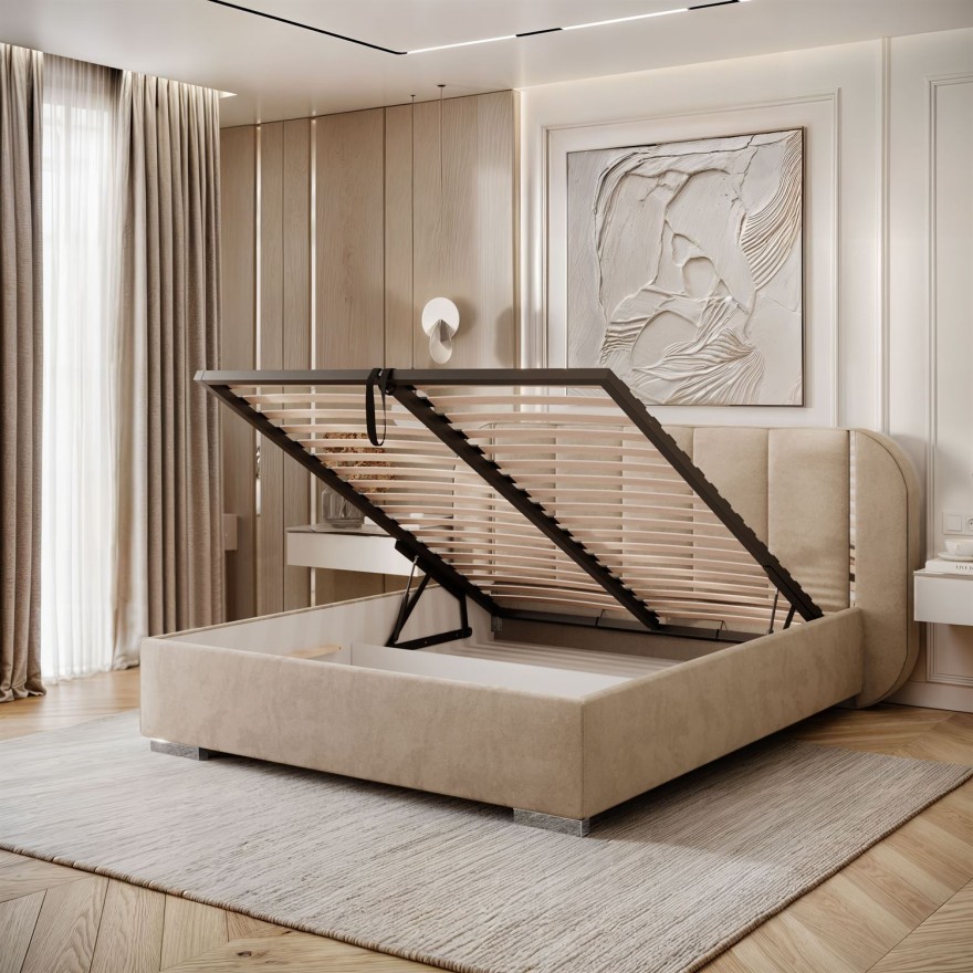 Polsterbett AMARA SILVER mit Bettkasten und Lattenrost