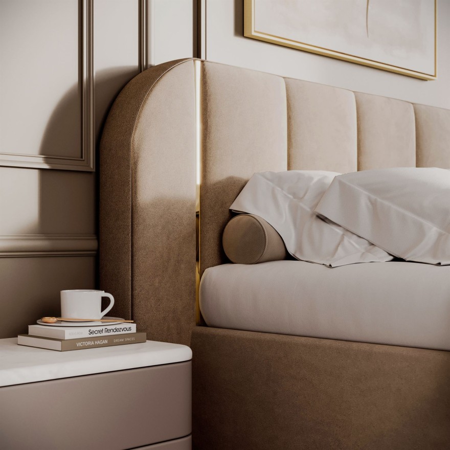 Polsterbett AMARA GOLD mit Bettkasten und Lattenrost