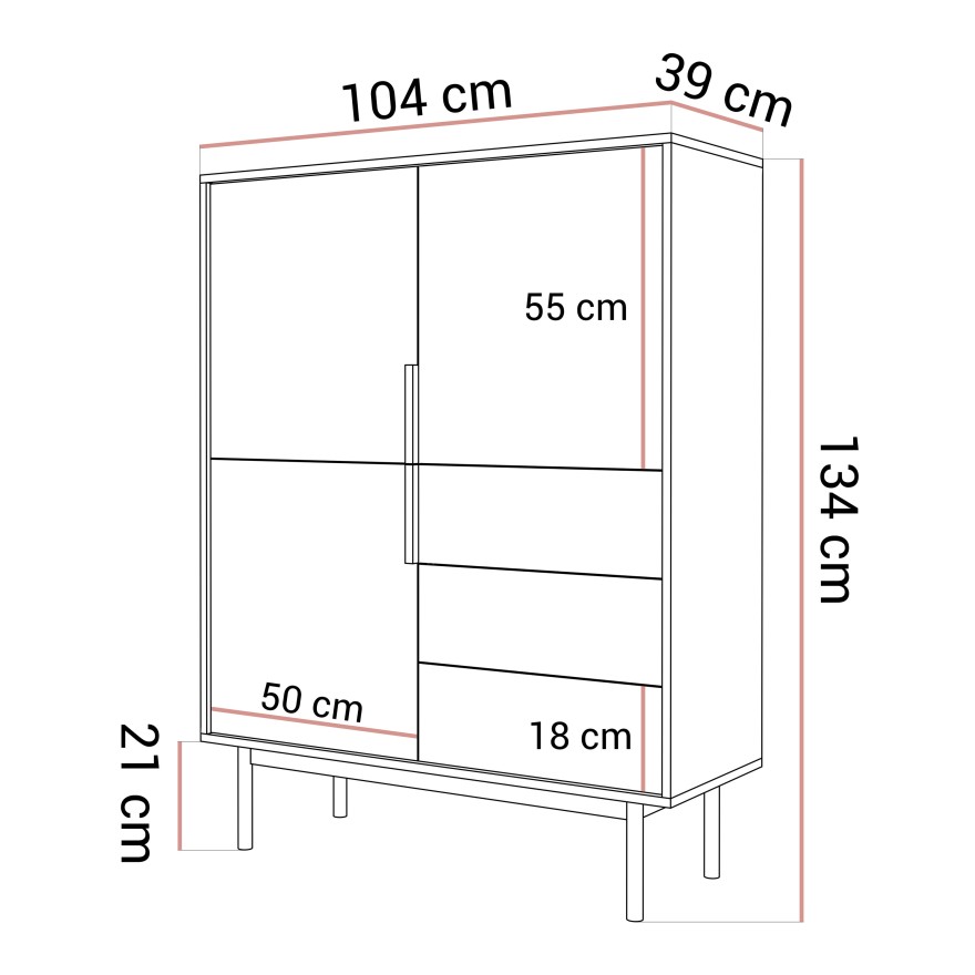 Dreiteilige Kommode MIRACLE 3D3S mit Schubladen