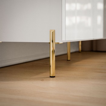 Kommode AURORA mit Schubladen weiß glänzend auf Beinen