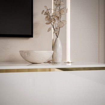 AURORA Wohnwand auf  Beinen weiß hochglanz