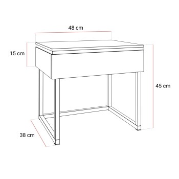 Nachttisch AURORA SILVER auf silbernem Gestell weiß glänzend