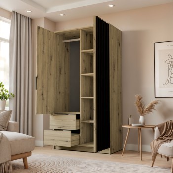 Zweitüriger Kleiderschrank NELA mit Lamellen 105 cm