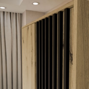 Zweitüriger Kleiderschrank NELA mit Lamellen 105 cm