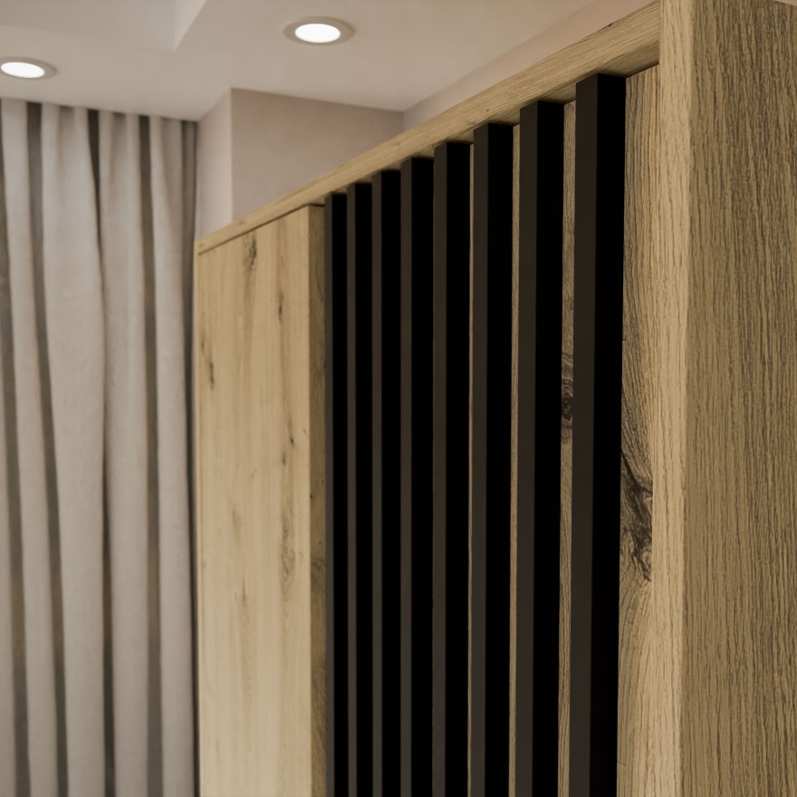 Zweitüriger Kleiderschrank NELA mit Lamellen 105 cm