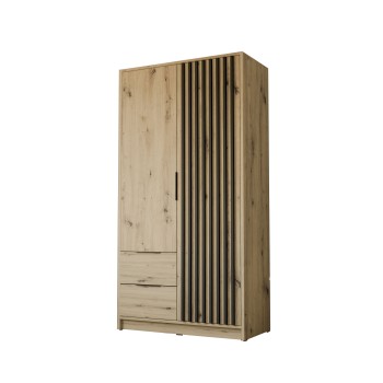 Zweitüriger Kleiderschrank NELA mit Lamellen 105 cm