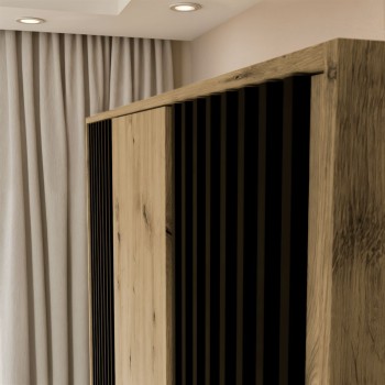 Dreitüriger Kleiderschrank NELA mit Lamellen 155 cm