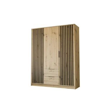 Dreitüriger Kleiderschrank NELA mit Lamellen 155 cm