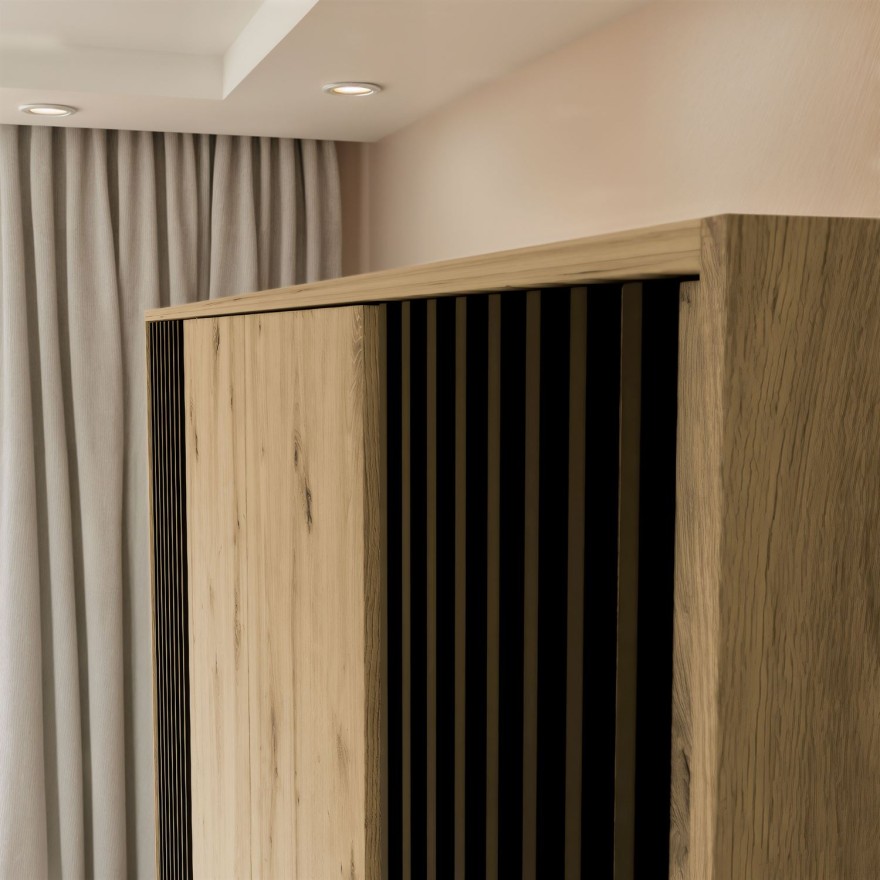 Viertüriger Kleiderschrank NELA mit Lamellen 206 cm