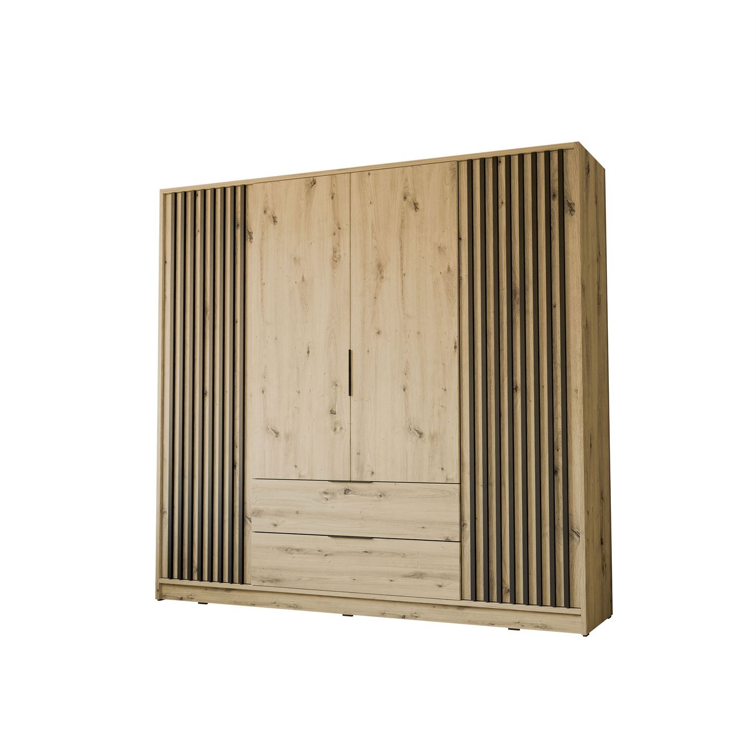 Viertüriger Kleiderschrank NELA mit Lamellen 206 cm