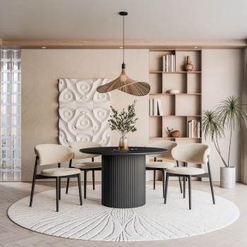 Runder Esstisch OVI mit geriffeltem Untergestell