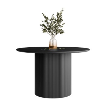 Runder Esstisch OVI mit geriffeltem Untergestell