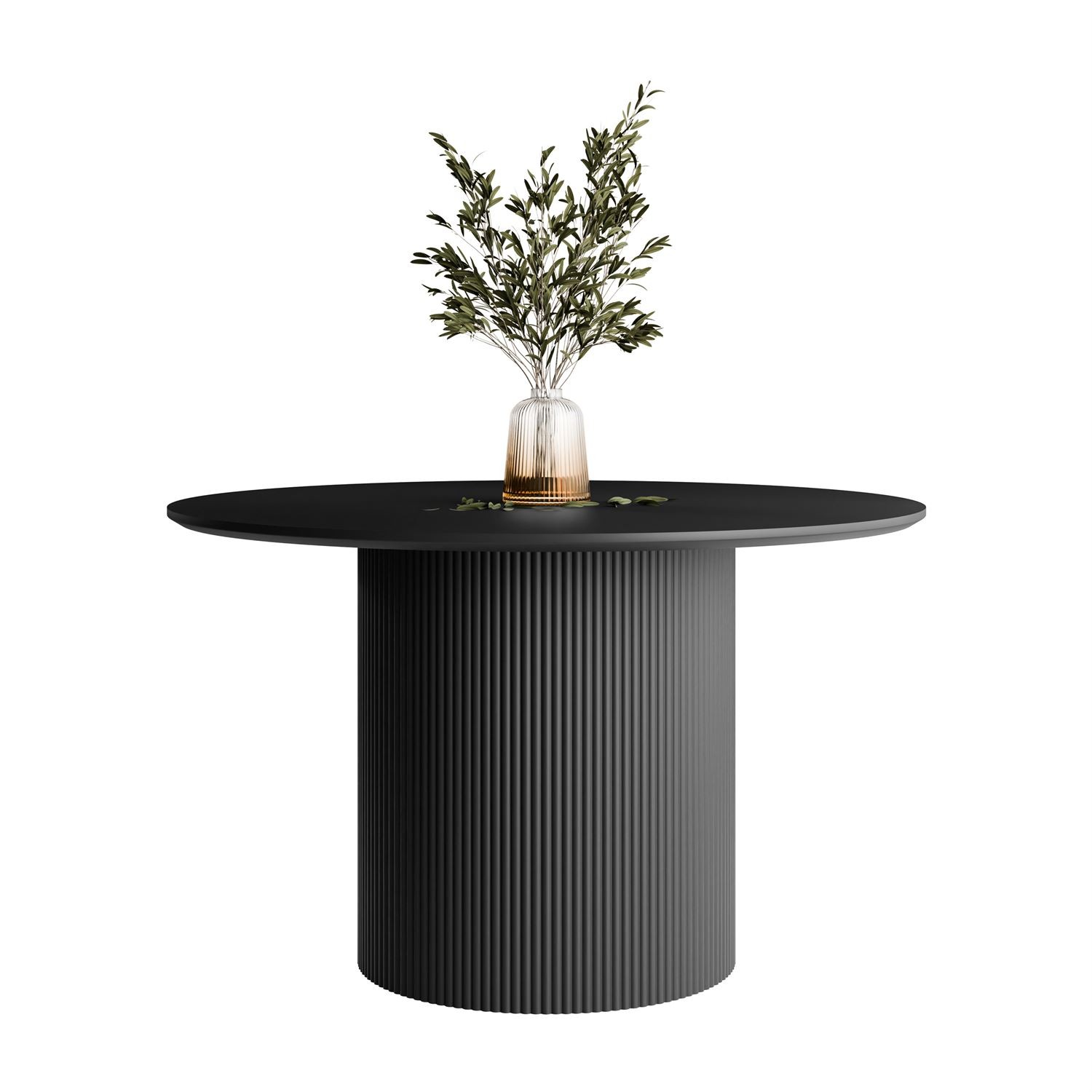 Runder Esstisch OVI mit geriffeltem Untergestell