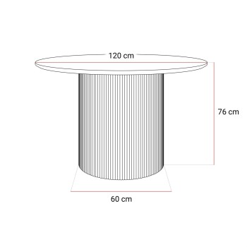 Runder Esstisch OVI mit geriffeltem Untergestell