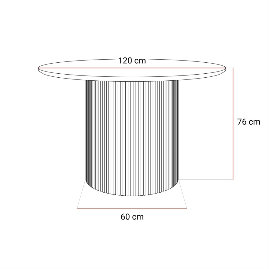 Runder Esstisch OVI mit geriffeltem Untergestell