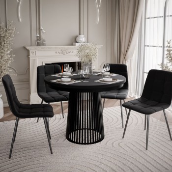 Esszimmer-Set ELYA-Tisch mit vier Stühlen