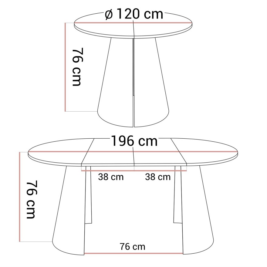 Runder Ausziehtisch LAVA