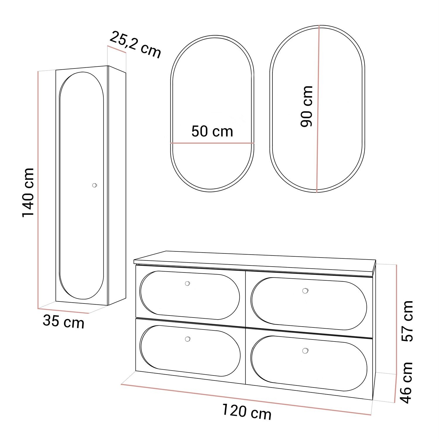 Badezimmerschrank IVORY II
