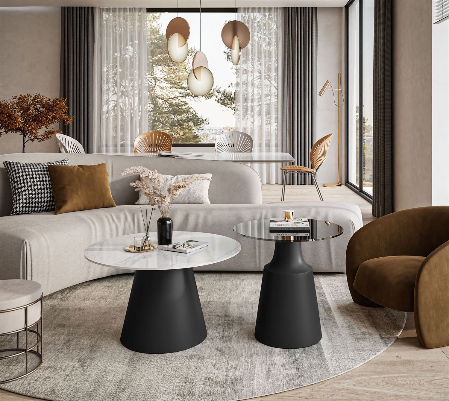 CHANTELLE 2in1 runder Couchtisch