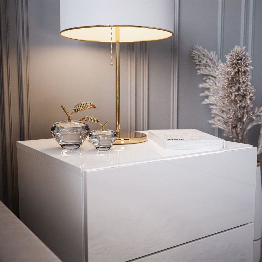 LINA LUX Nachttisch mit Griffen und LED-Hochglanzplatte