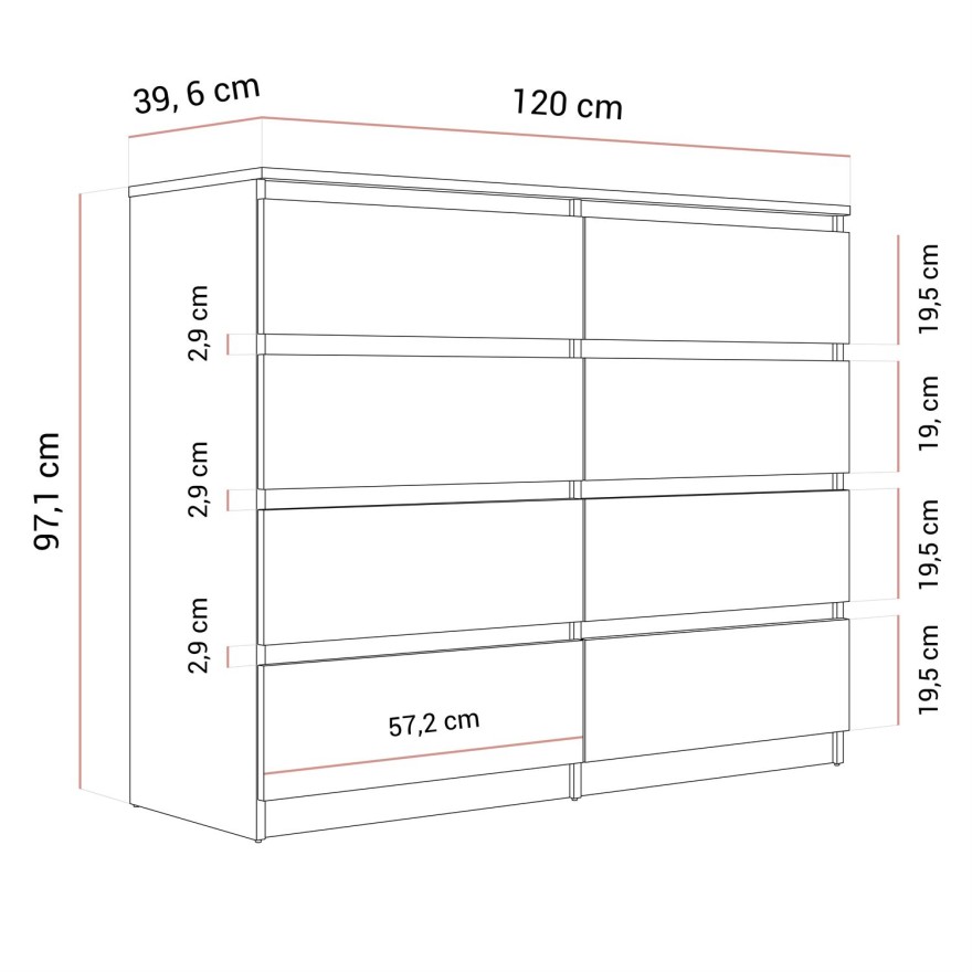 Moderne Kommode HANA M8 mit Schubladen