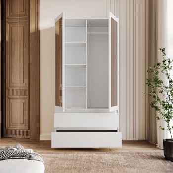 Zweitrüriger Schrank HANA SS-90 mit Spiegel