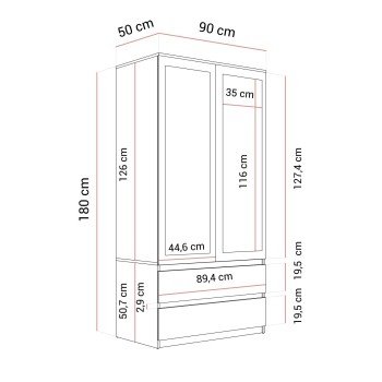 Zweitrüriger Schrank HANA SS-90 mit Spiegel
