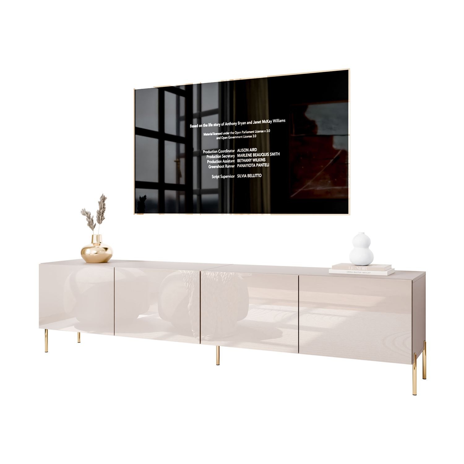 TV-Schrank COLGANTE 200 Kaschmir Hochglanz auf Beinen