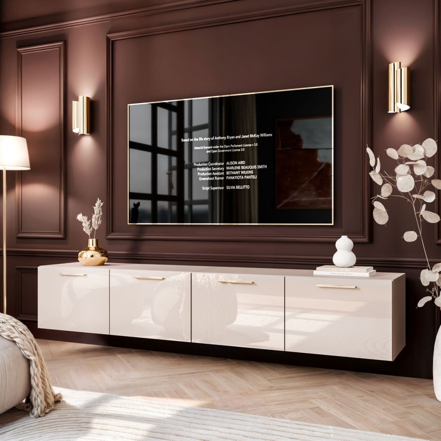 TV-Schrank AURA 200 Kaschmir Hochglanz mit Griffen