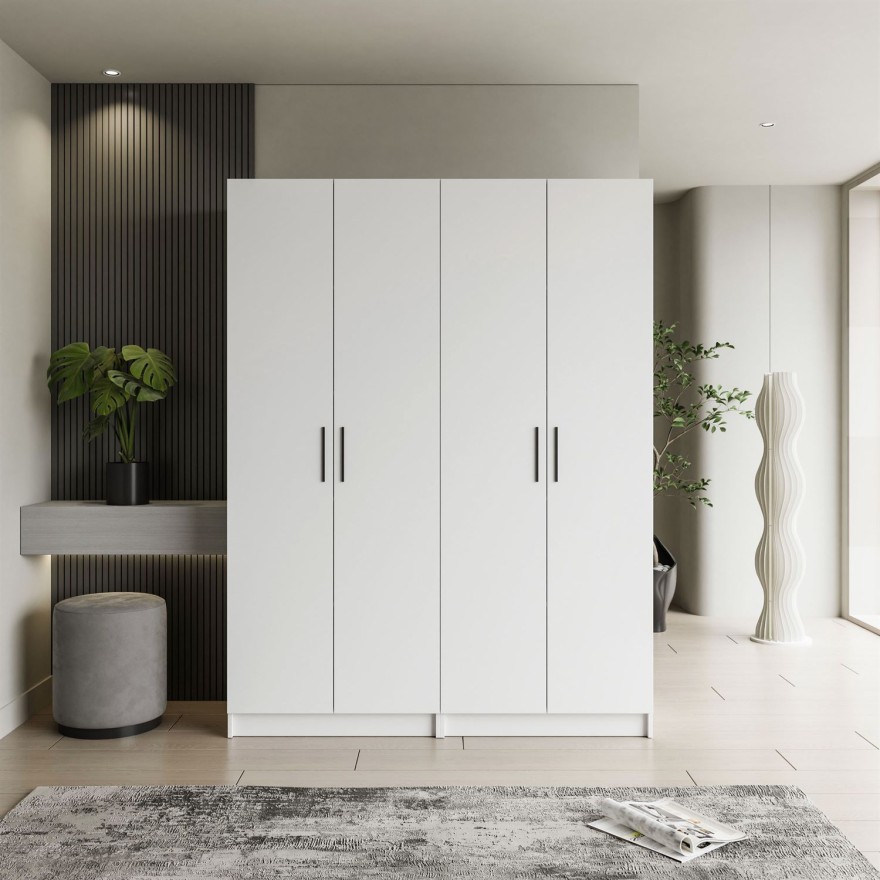 Viertüriger Kleiderschrank NORA mit Griffen