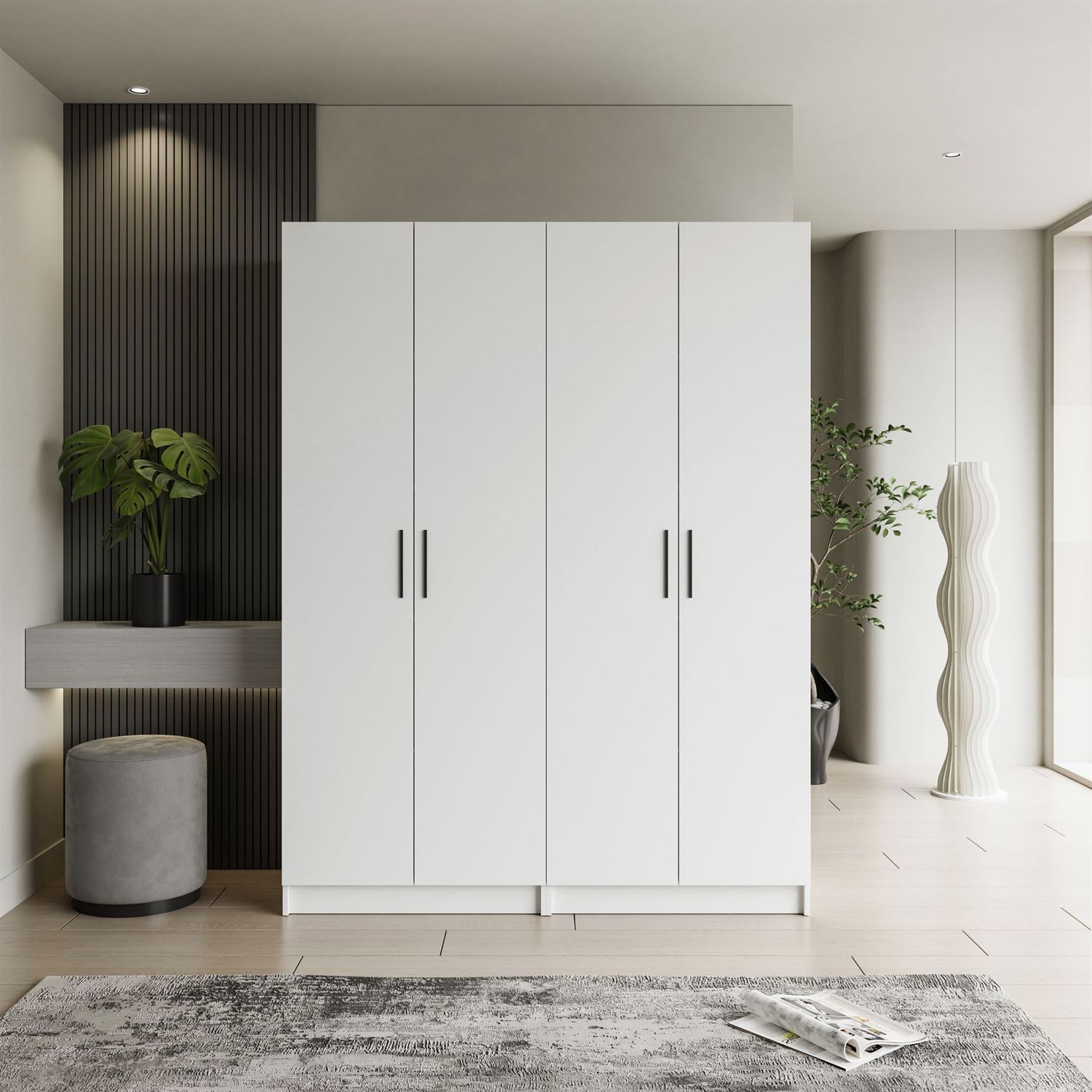 Viertüriger Kleiderschrank NORA mit Griffen