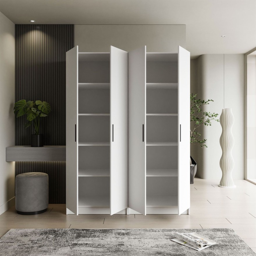 Viertüriger Kleiderschrank NORA mit Griffen