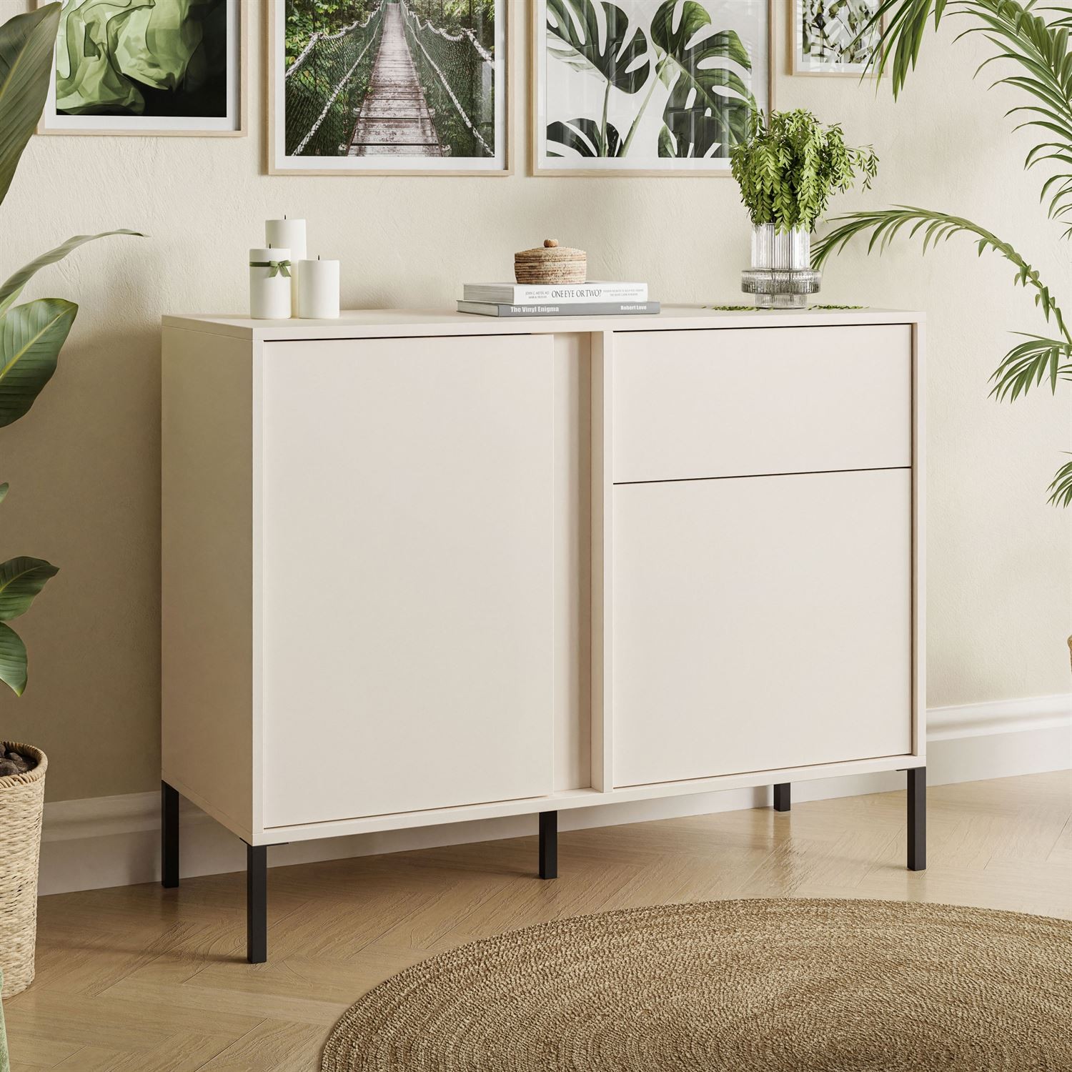 DELLE beige 103 cm Kommode mit Schublade