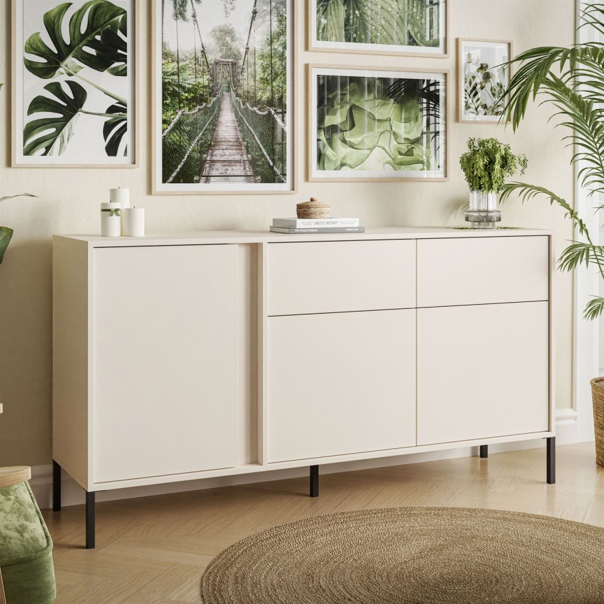 DELLE beige 153 cm Kommode mit Schubladen
