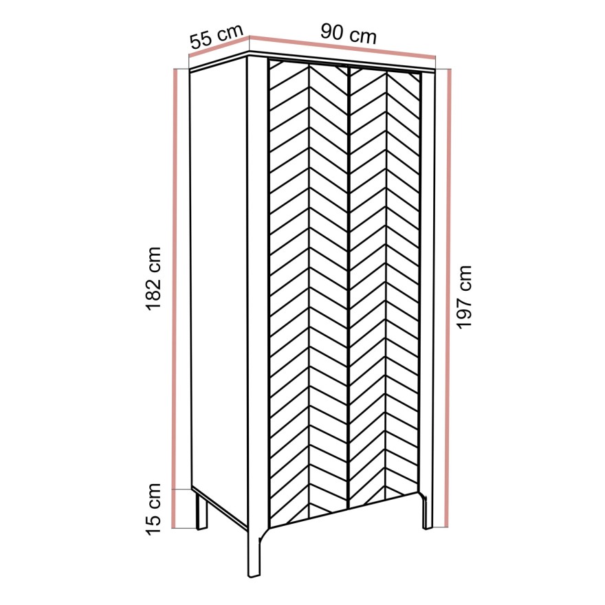 Zweitüriger Kleiderschrank LUMI 90 cm