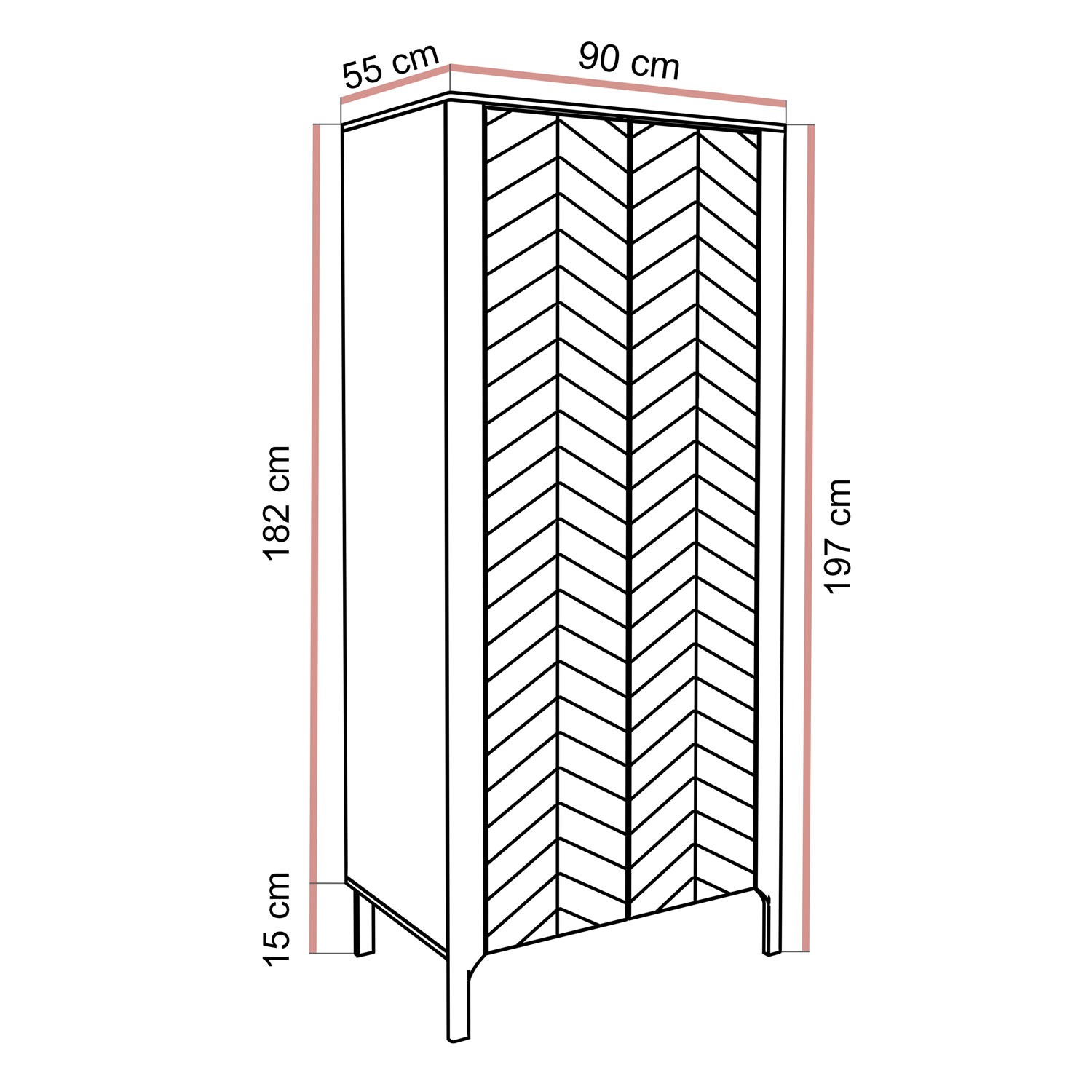 Zweitüriger Kleiderschrank LUMI 90 cm