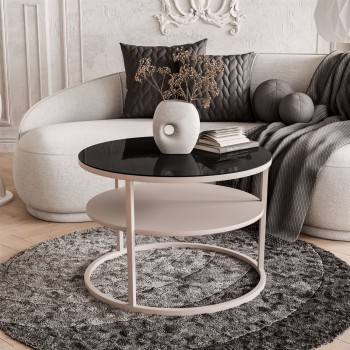 Couchtisch CIRI GLASS in Kaschmir mit Ablage