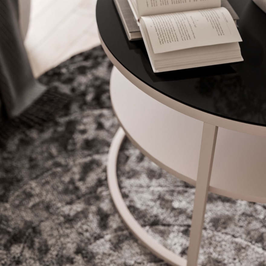 Couchtisch CIRI GLASS in Kaschmir mit Ablage