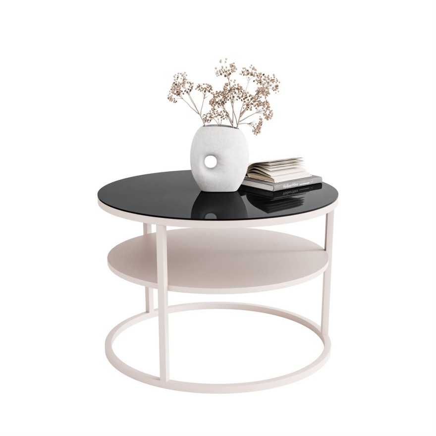 Couchtisch CIRI GLASS in Kaschmir mit Ablage