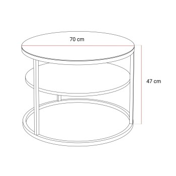 Couchtisch CIRI GLASS in Kaschmir mit Ablage