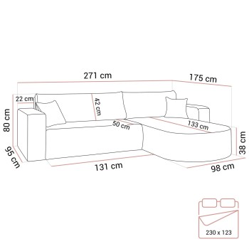 Ecksofa SOPRANO mit Schlaffunktion und Stauraum